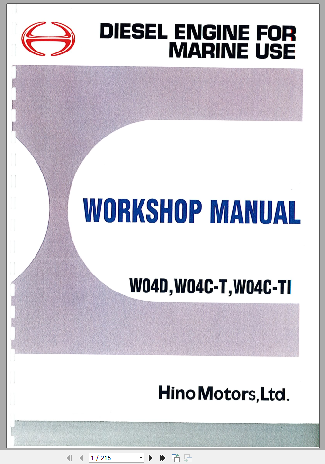 download Hino W04D W04CT W04CTI Marine Engine workshop manual