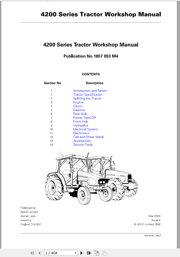 download Massey Ferguson MF4200 tractor workshop manual